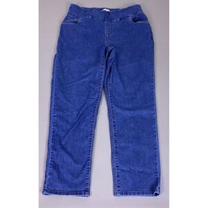 Woman Within Pull On Jeans Plus‎ Size 16W Blue Straight Leg High Rise Stretch